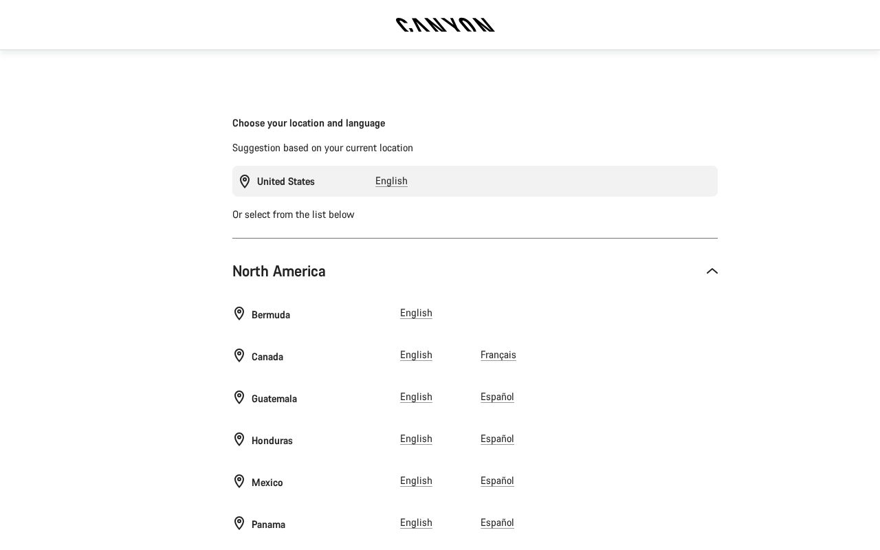Screenshot of canyon.com