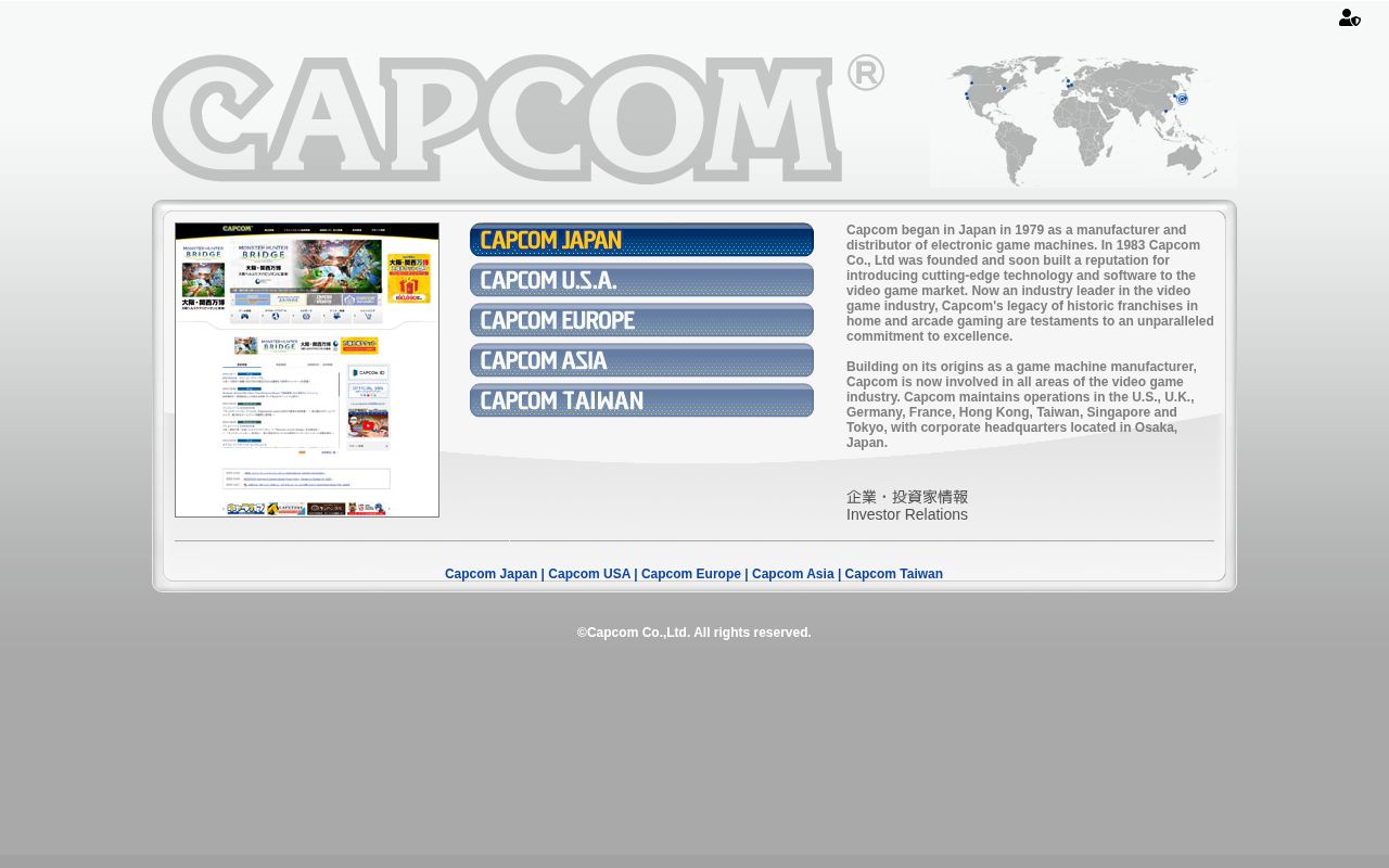 Screenshot of capcom.com