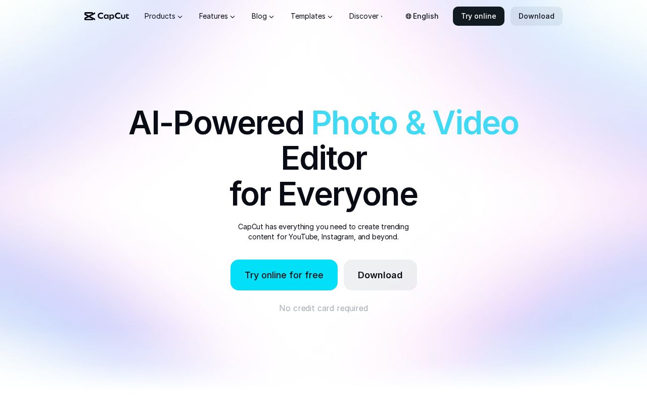 Screenshot of capcut.com