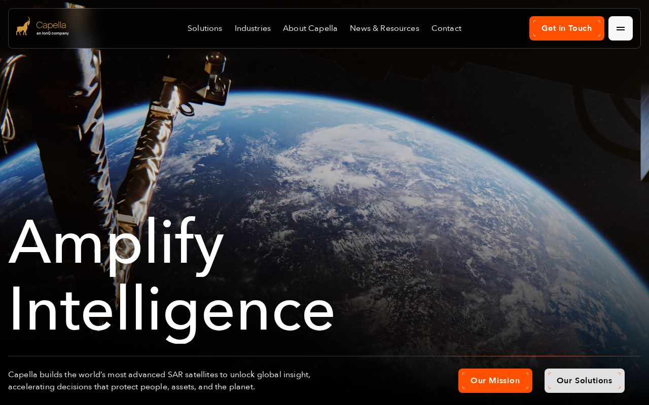 The capellaspace.com homepage, first screen