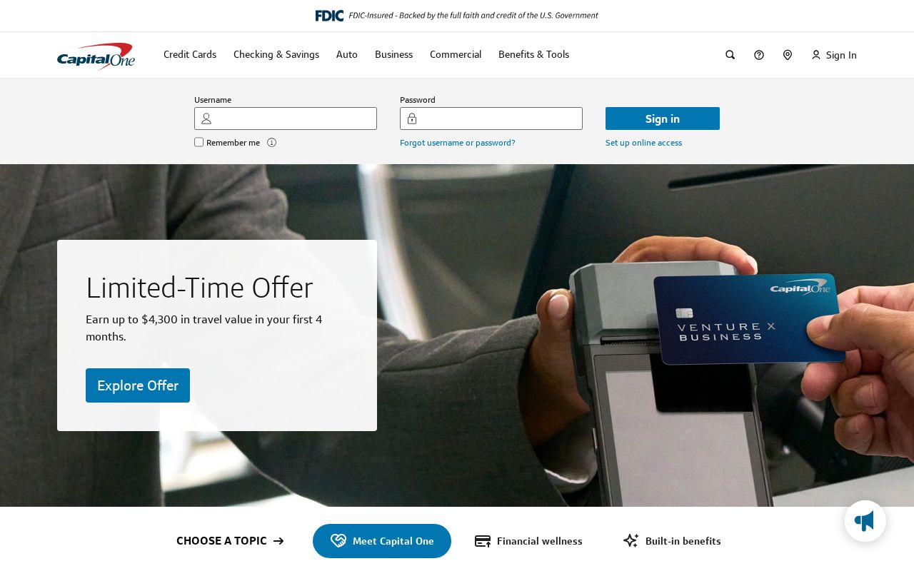 Screenshot of capitalone.com