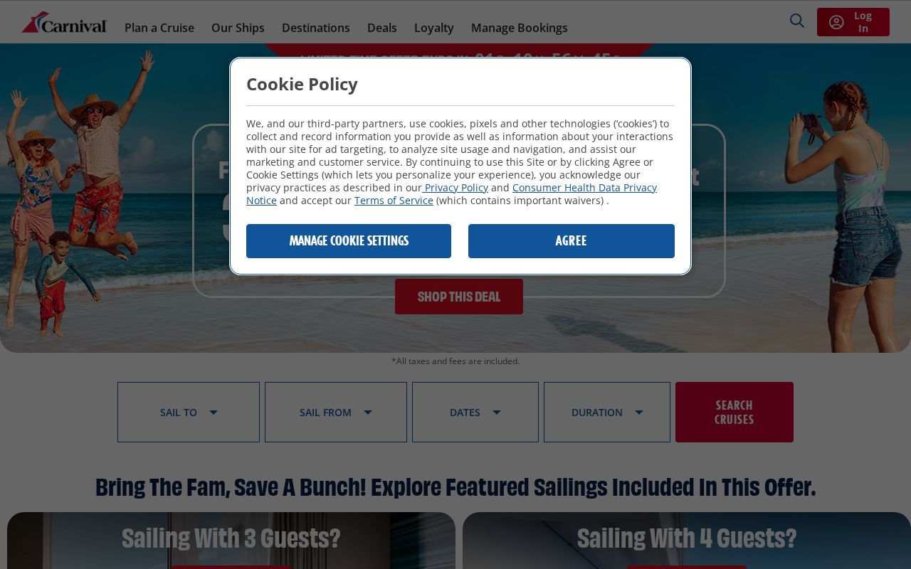 Screenshot of carnival.com