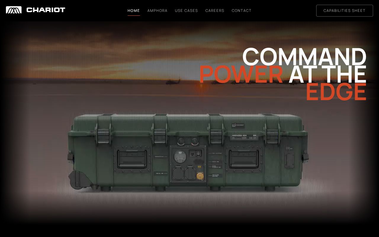 The chariotdefense.com homepage, first screen