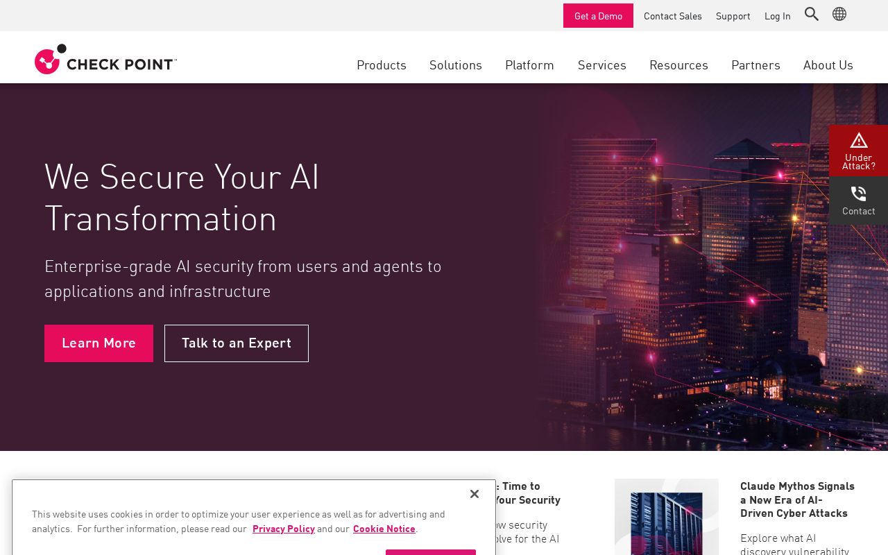 Screenshot of checkpoint.com