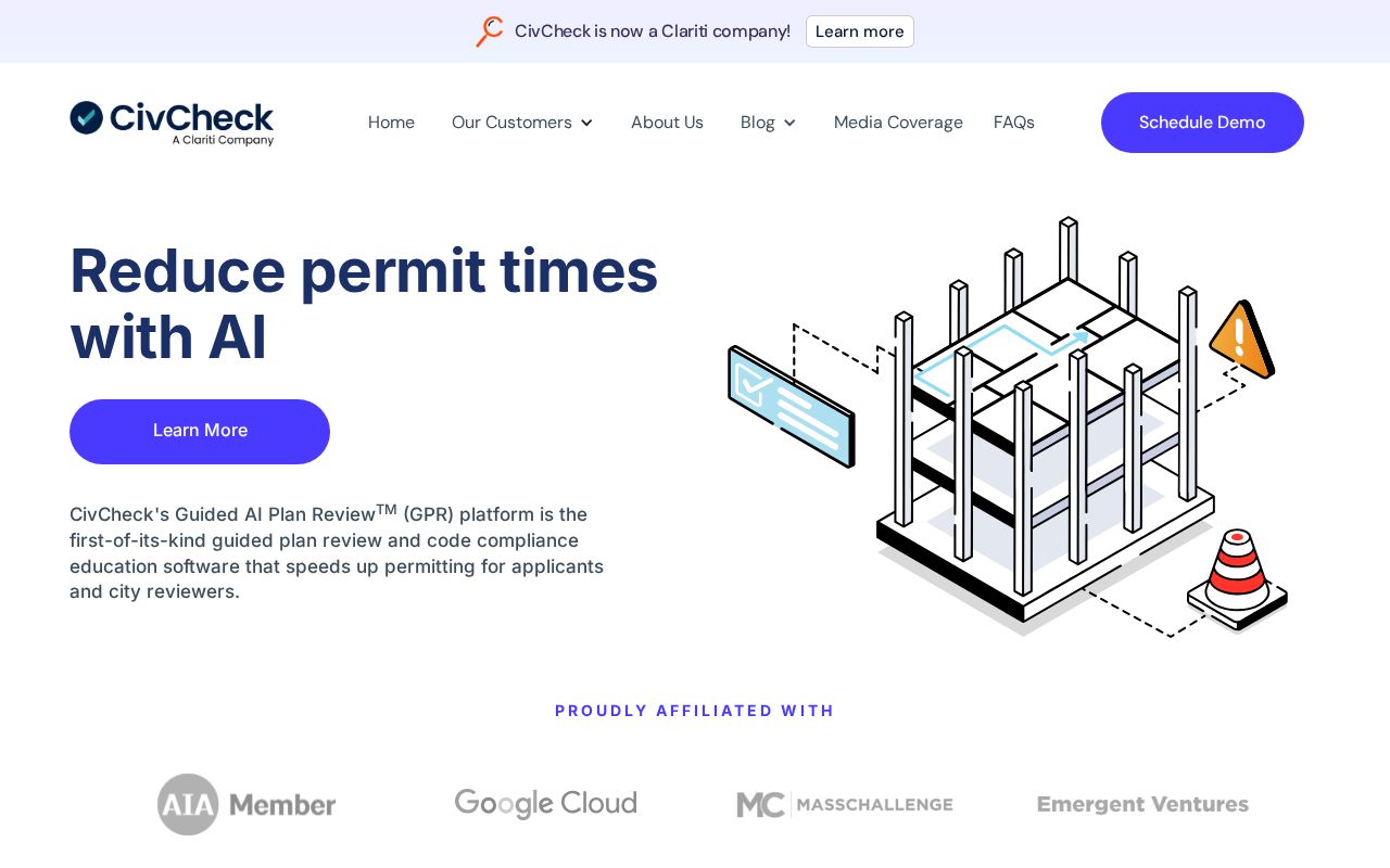 The civcheck.ai homepage, first screen