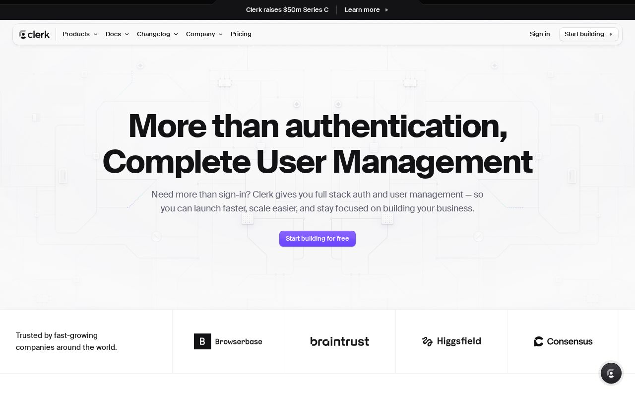 Screenshot of clerk.com