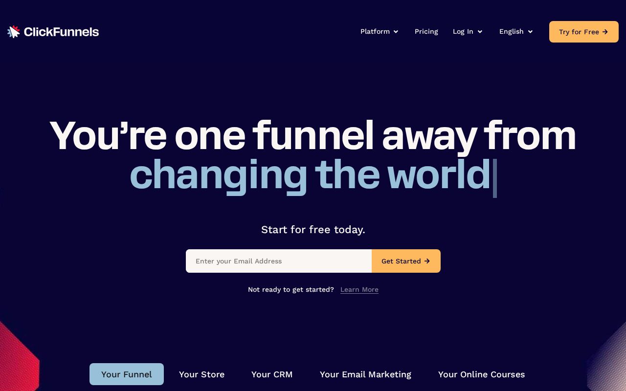 Screenshot of clickfunnels.com