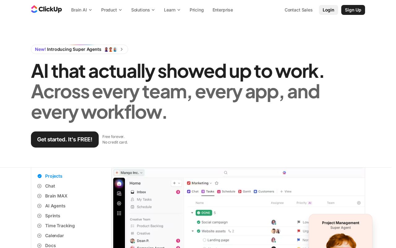 Screenshot of clickup.com