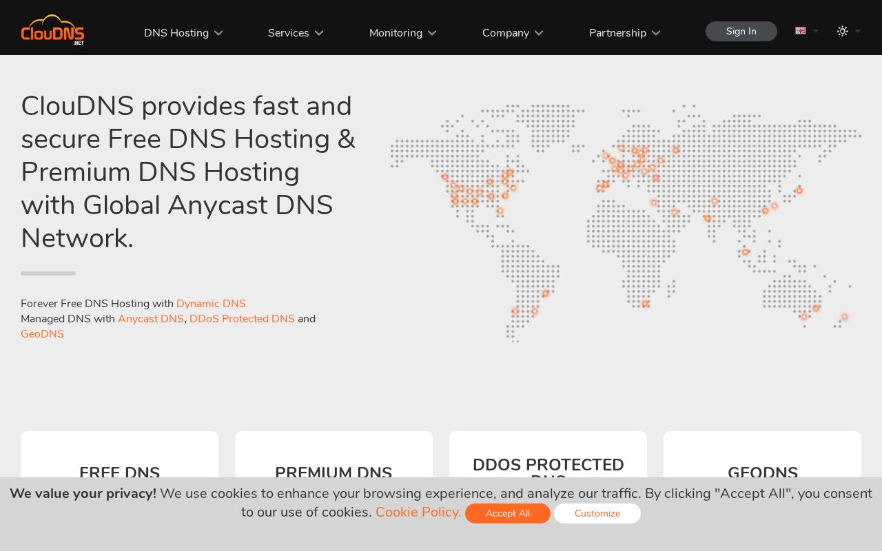 Screenshot of cloudns.net