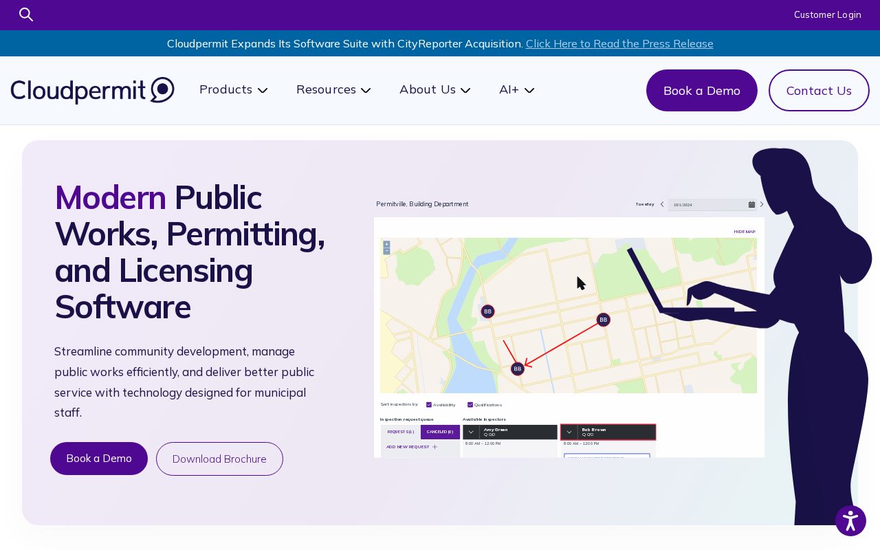 The cloudpermit.com homepage, first screen