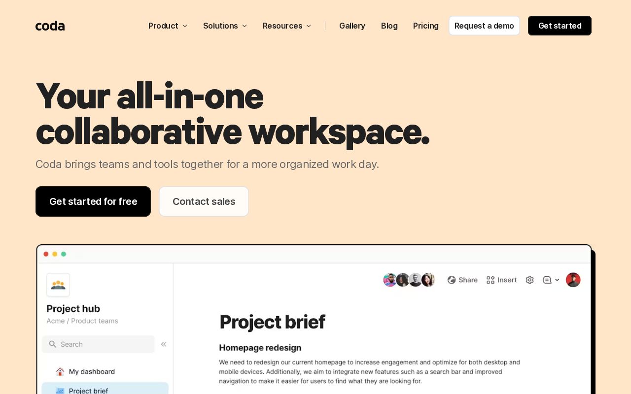 Screenshot of coda.io