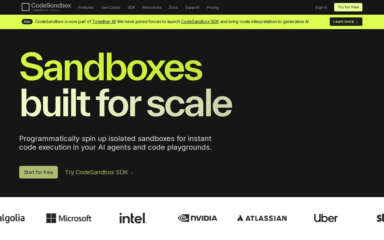 Screenshot of codesandbox.io