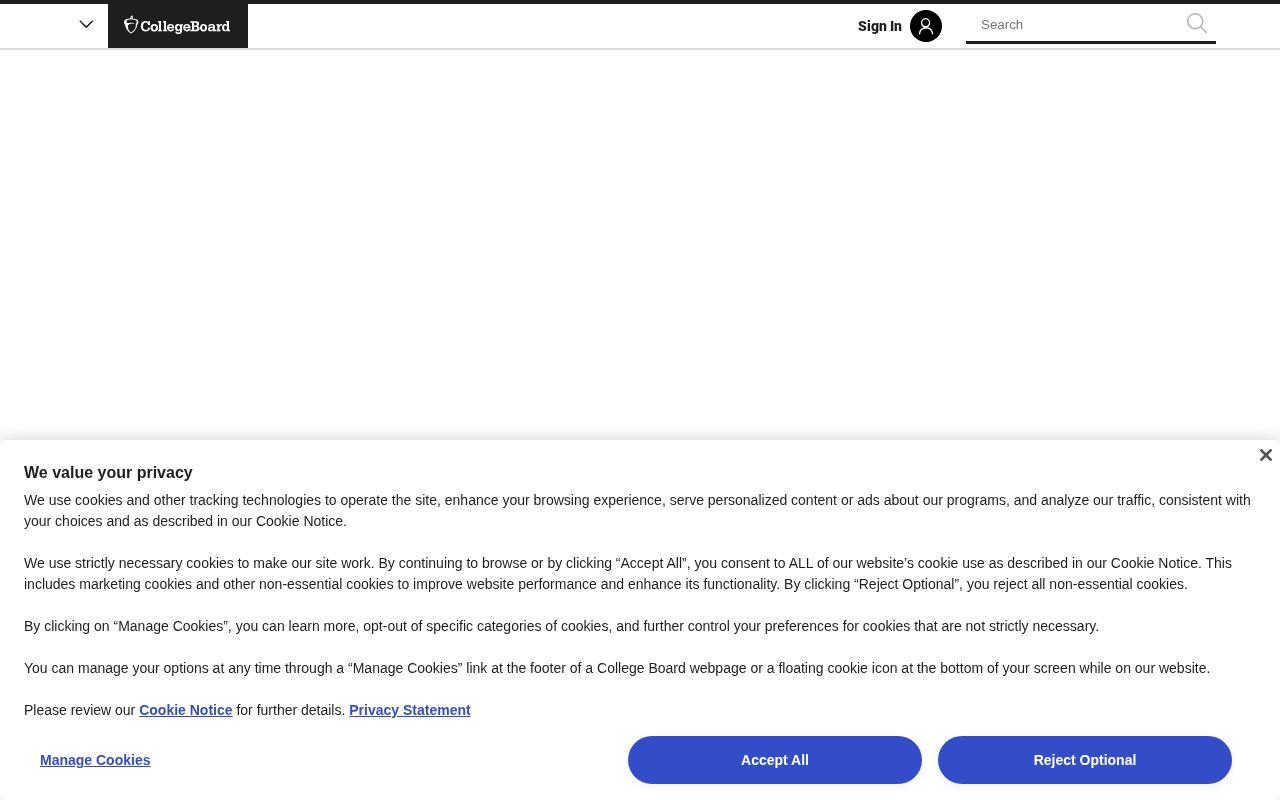 Screenshot of collegeboard.org
