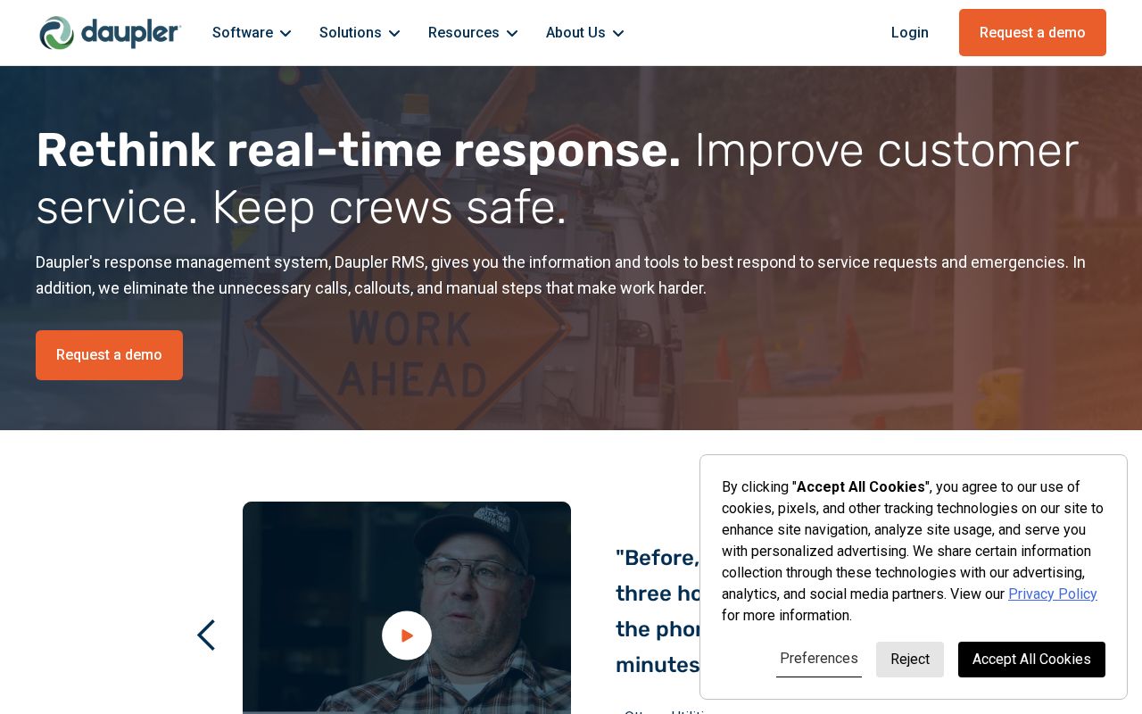 The daupler.com homepage, first screen
