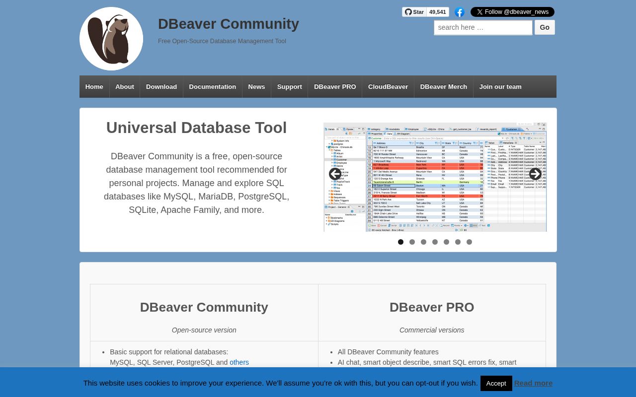 Screenshot of dbeaver.io