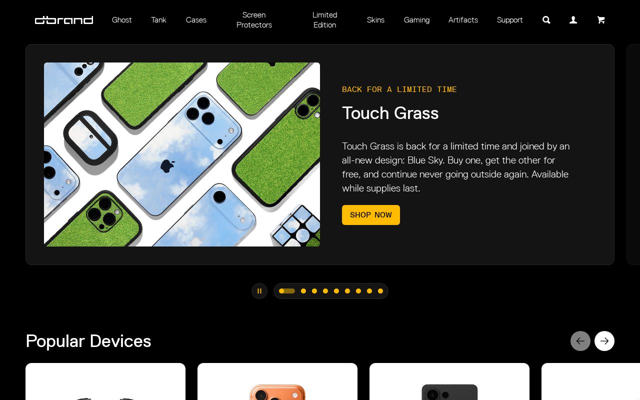 Screenshot of dbrand.com