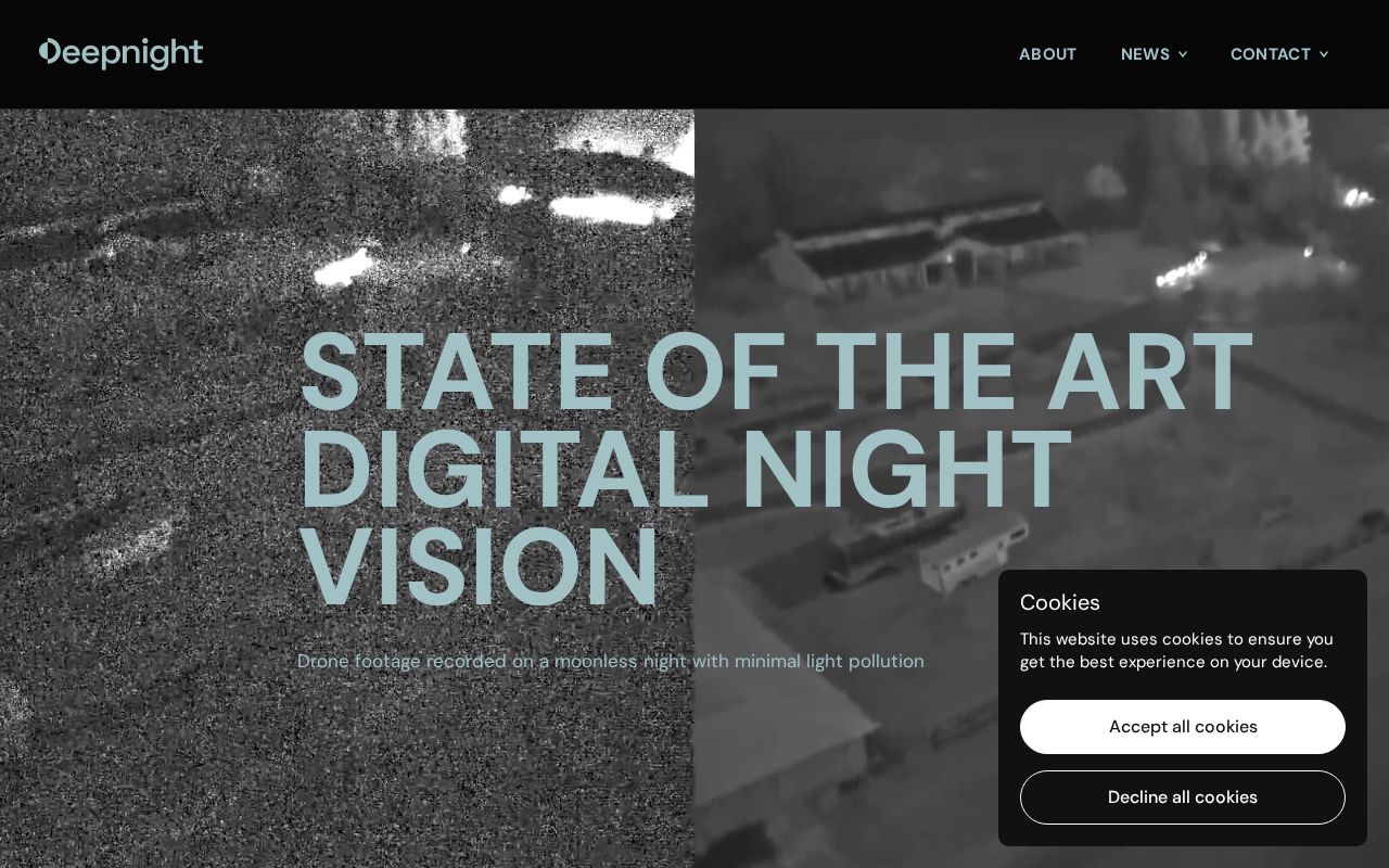 The deepnight.com homepage, first screen