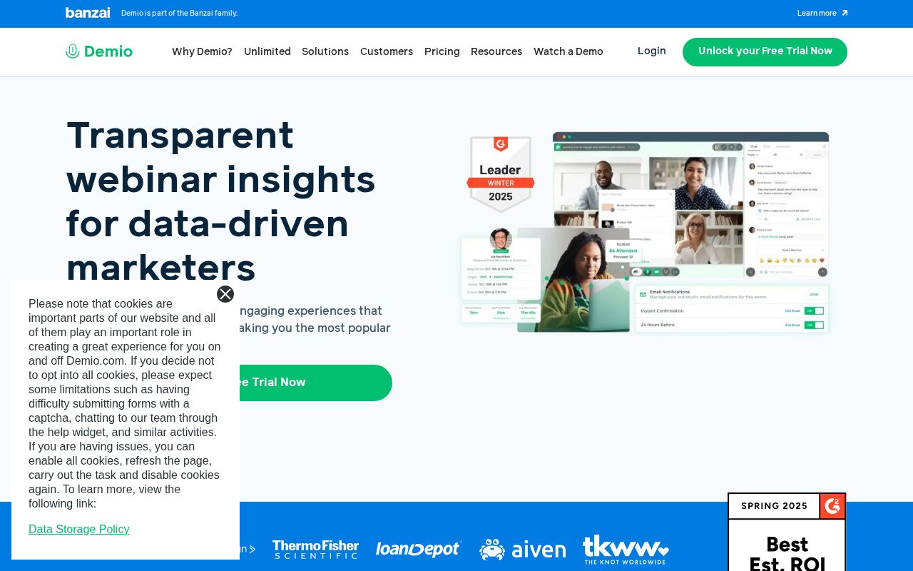 Screenshot of demio.com