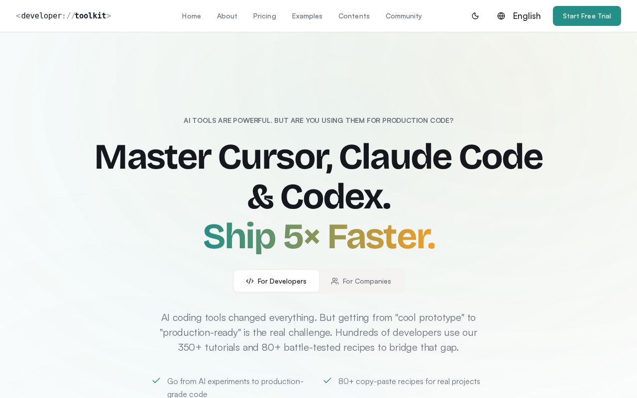 Screenshot of developertoolkit.ai