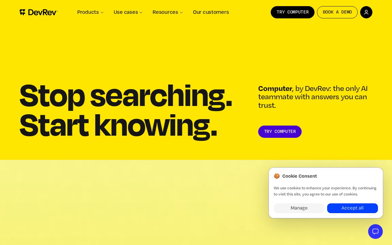 Screenshot of devrev.ai