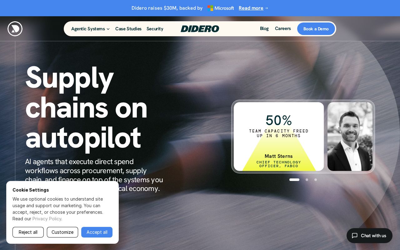 The didero.ai homepage, first screen