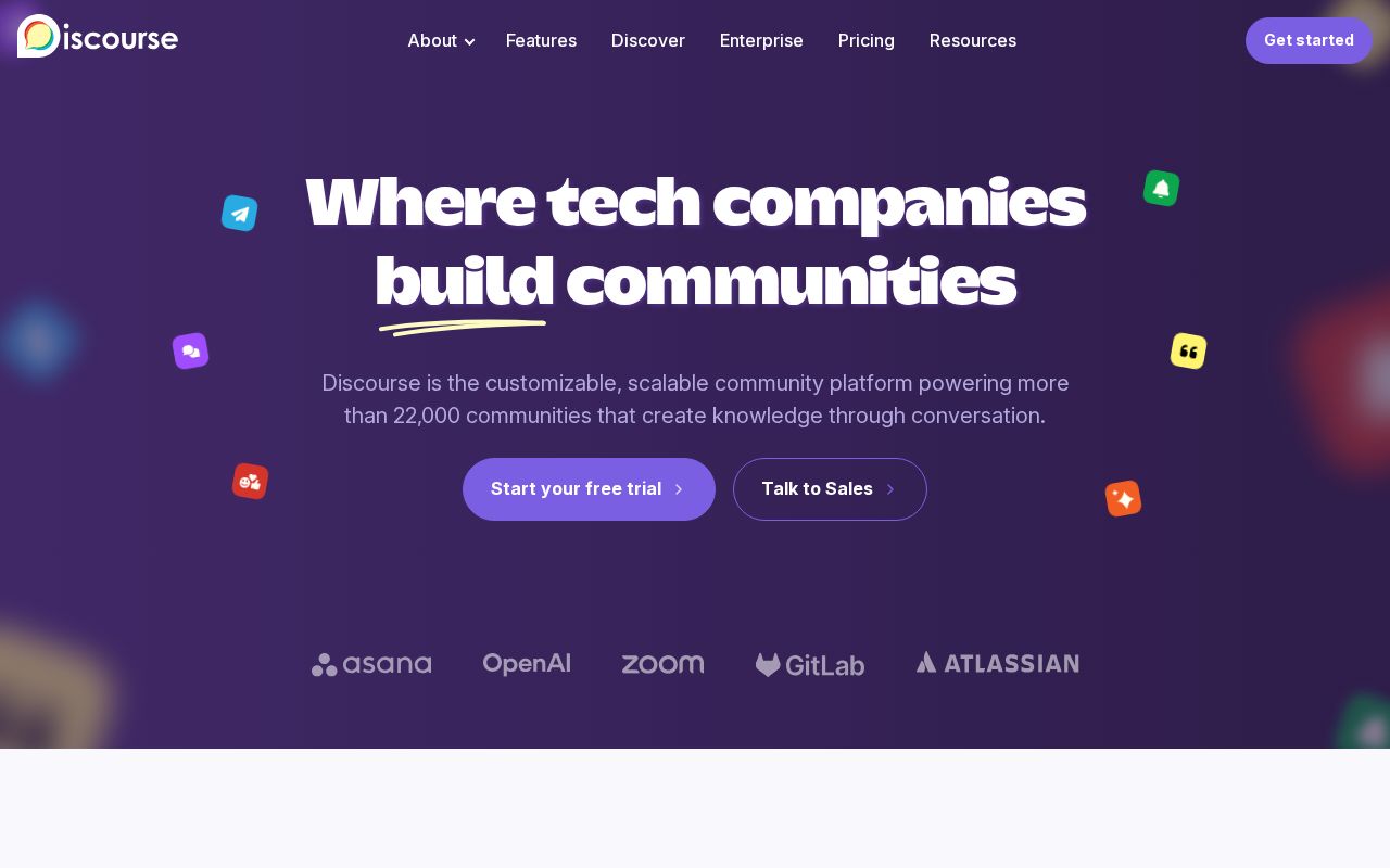 Screenshot of discourse.org