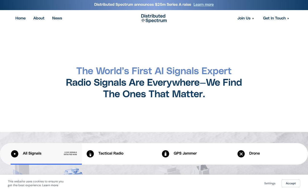 The distributedspectrum.com homepage, first screen