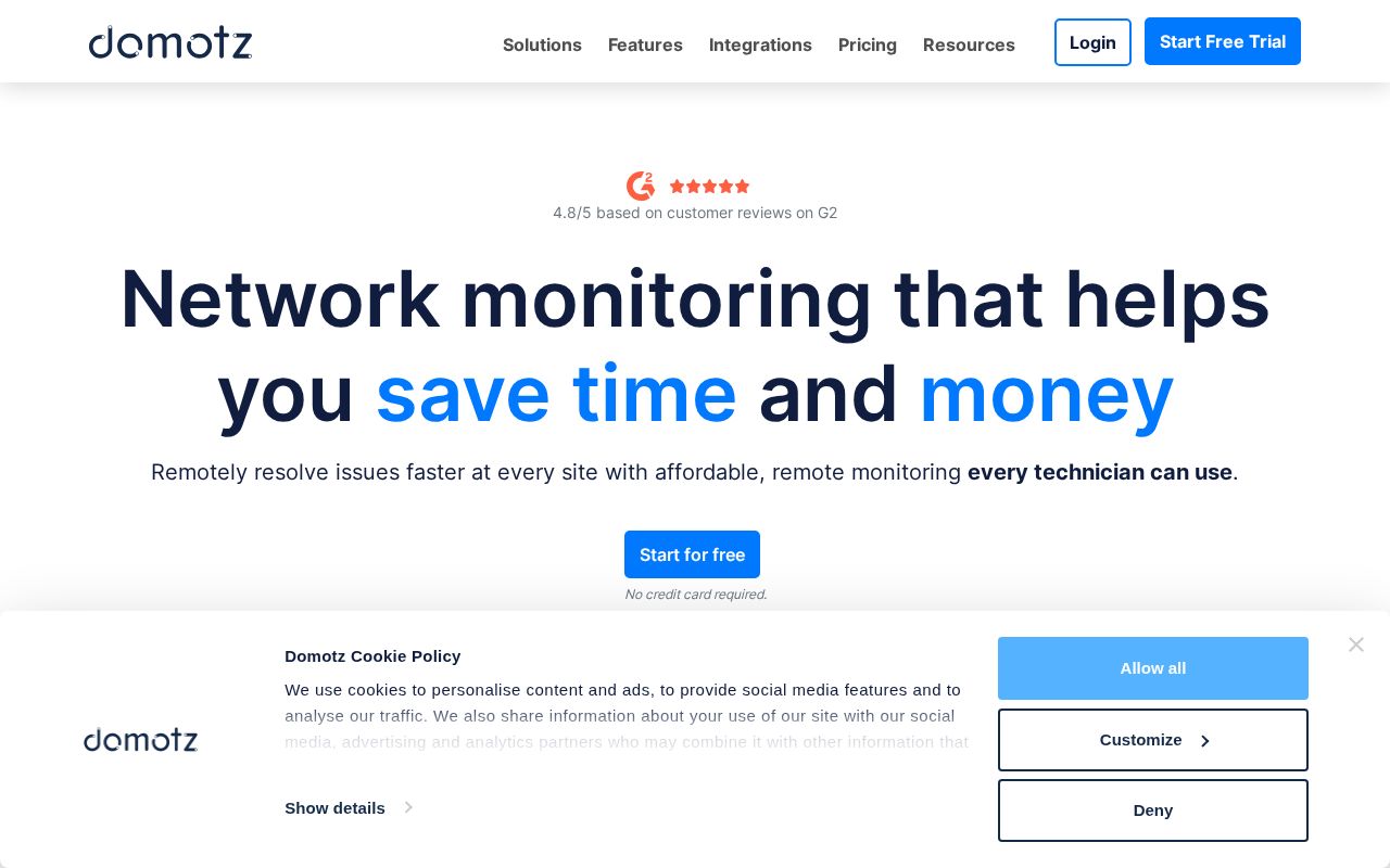Screenshot of domotz.com