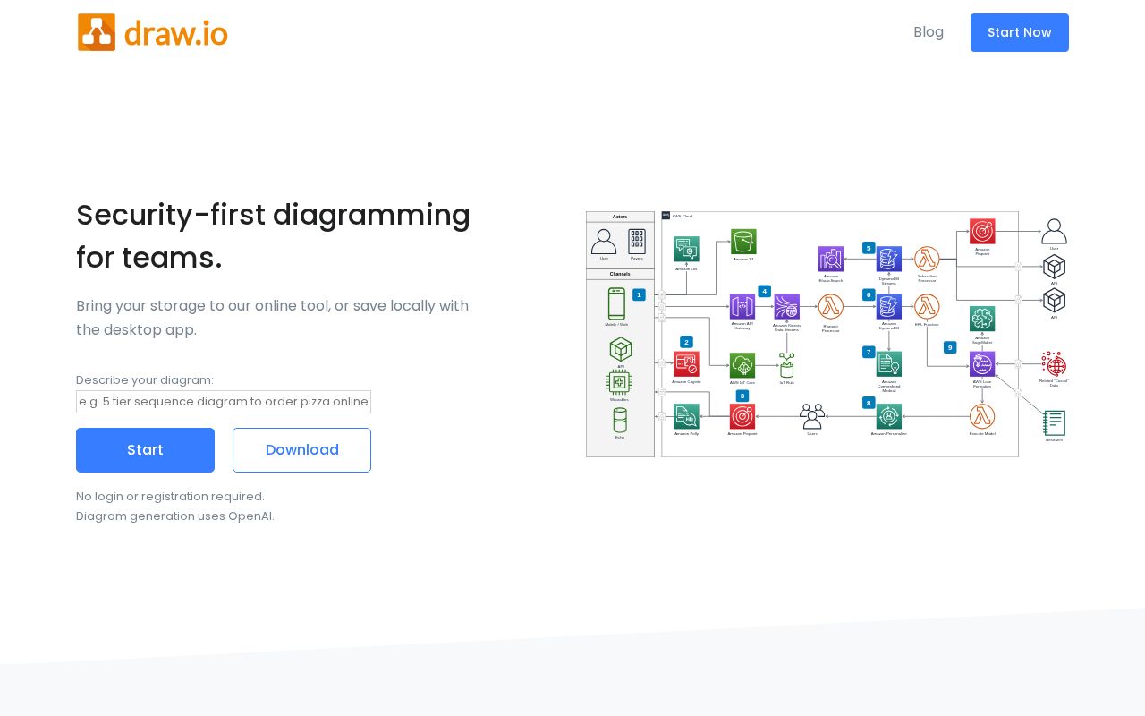 Screenshot of drawio.com