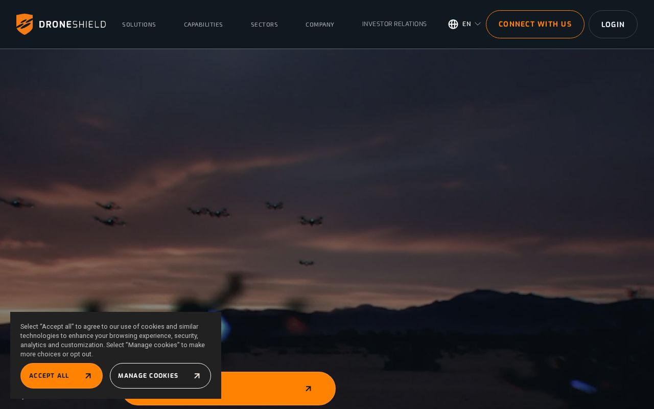 The droneshield.com homepage, first screen