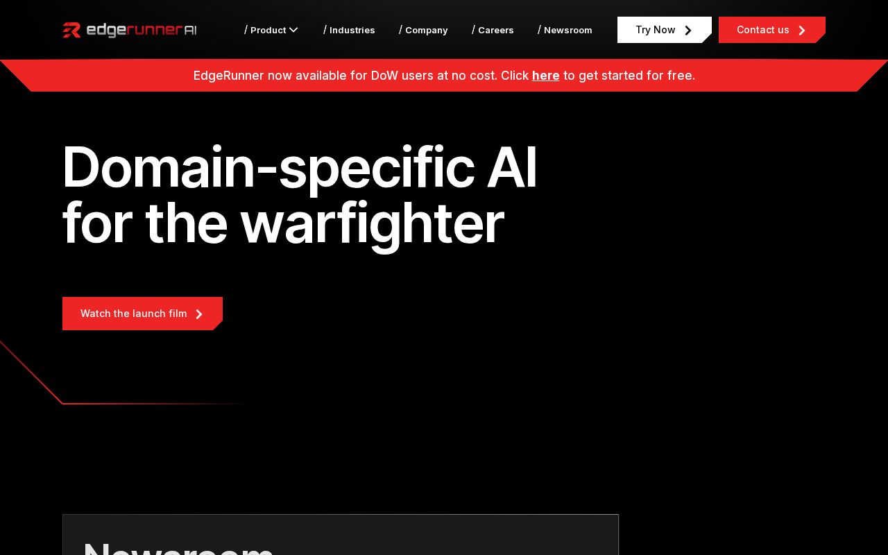 The edgerunnerai.com homepage, first screen