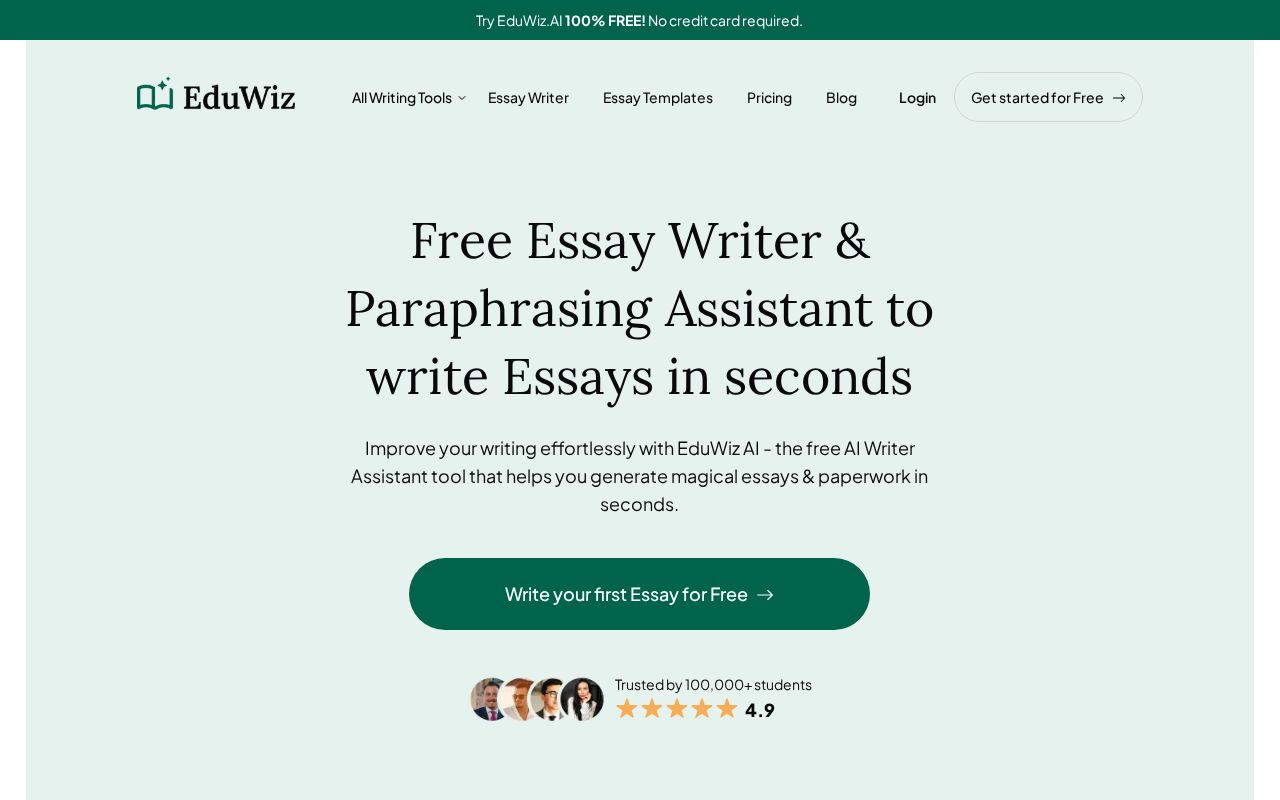 Screenshot of eduwiz.ai