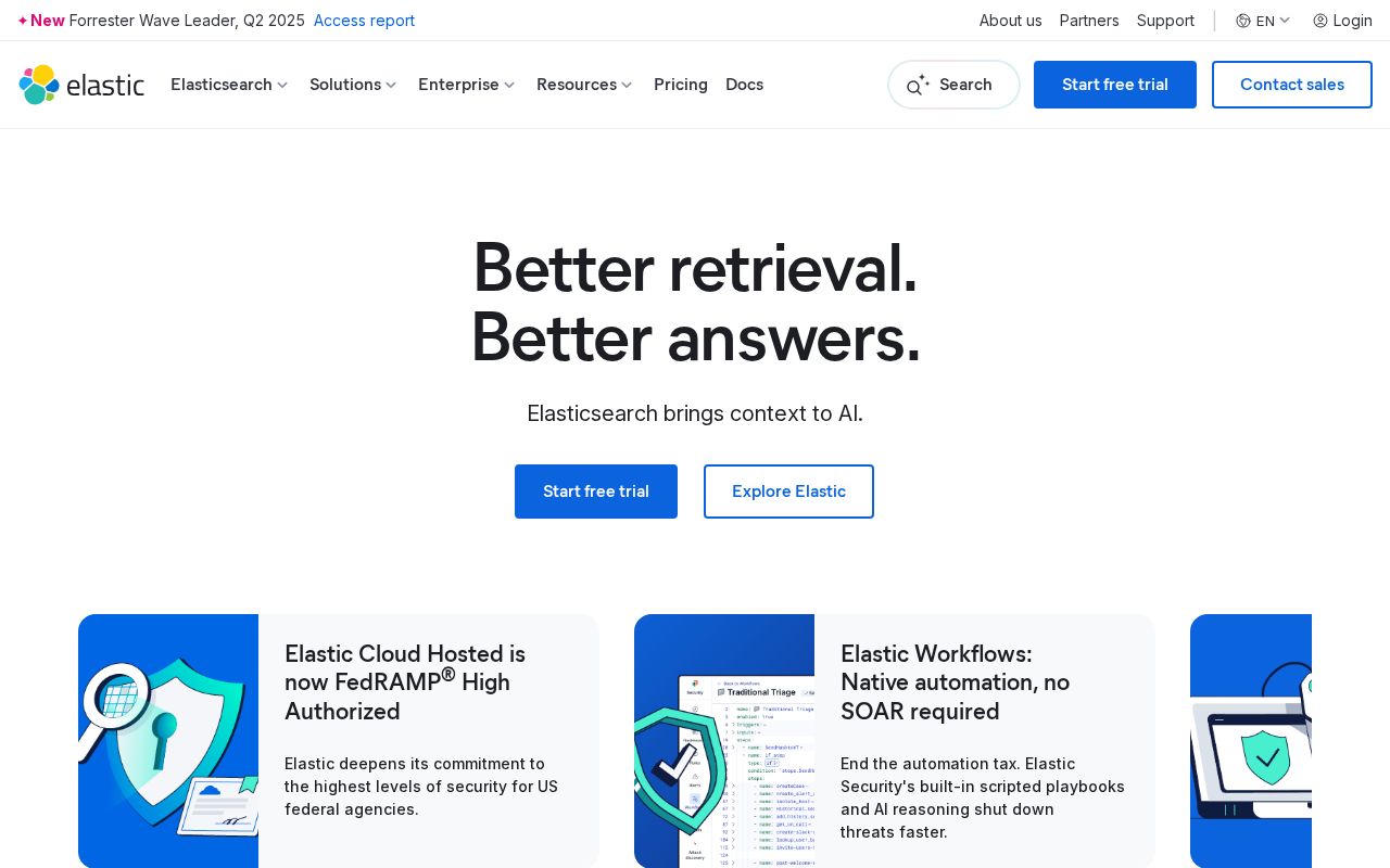 Screenshot of elastic.co