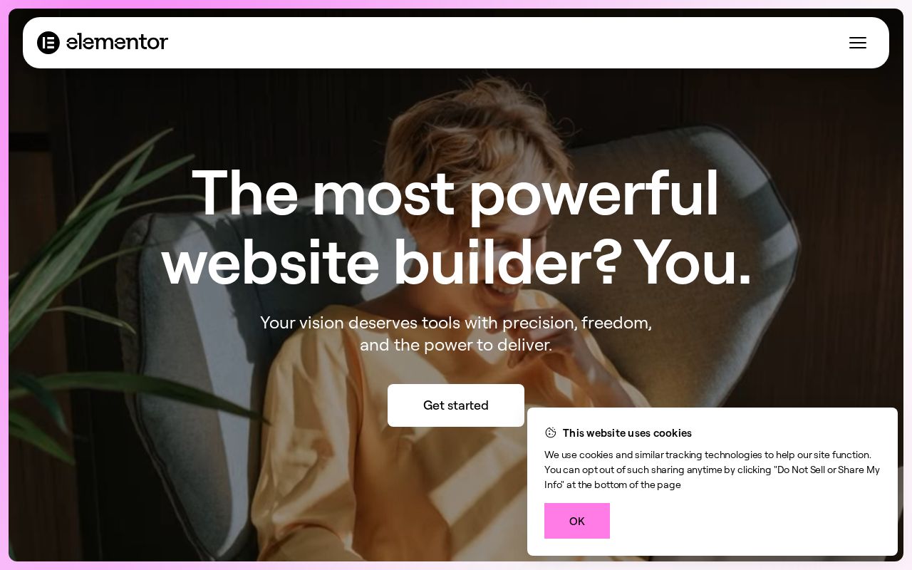 Screenshot of elementor.com