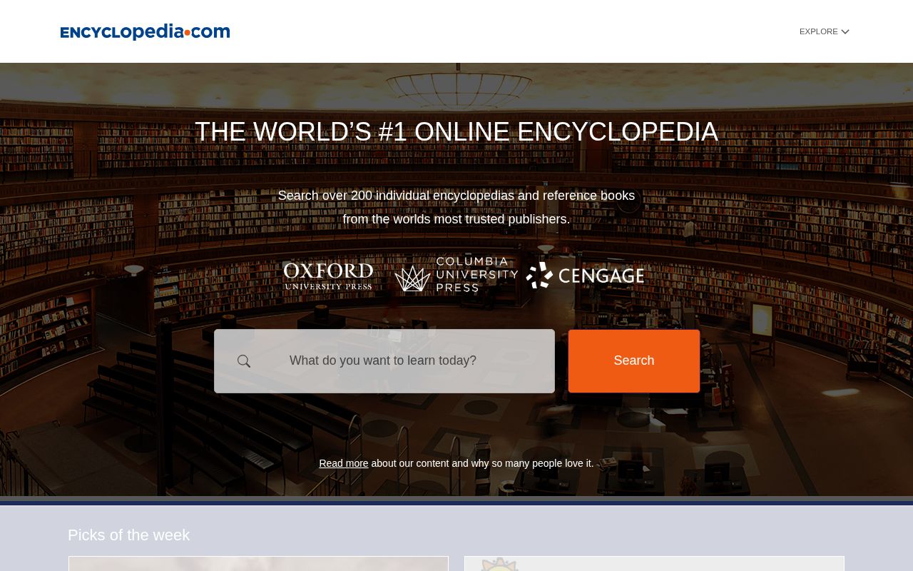 Screenshot of encyclopedia.com