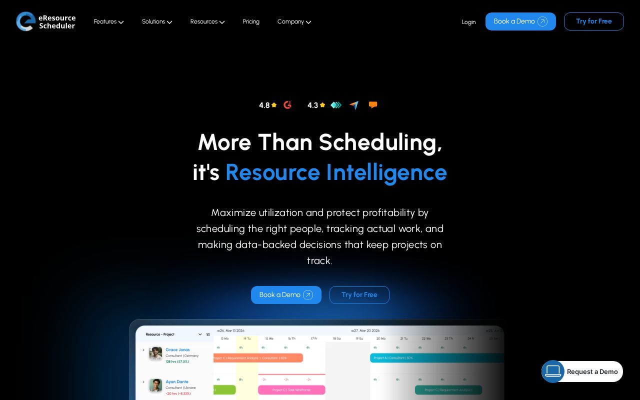 Screenshot of eresourcescheduler.com