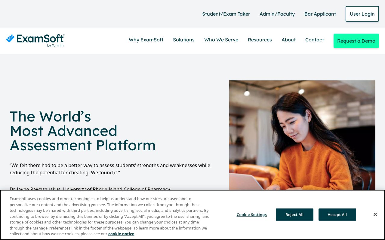 Screenshot of examsoft.com