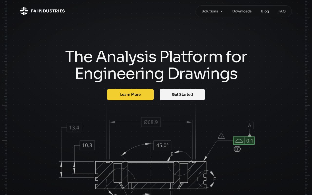 The f4.dev homepage, first screen