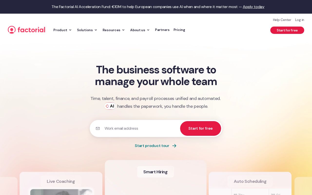 Screenshot of factorialhr.com