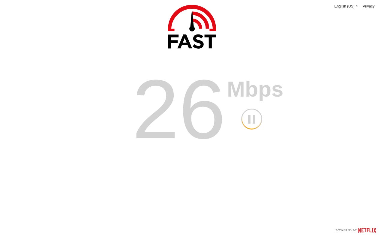 Screenshot of fast.com