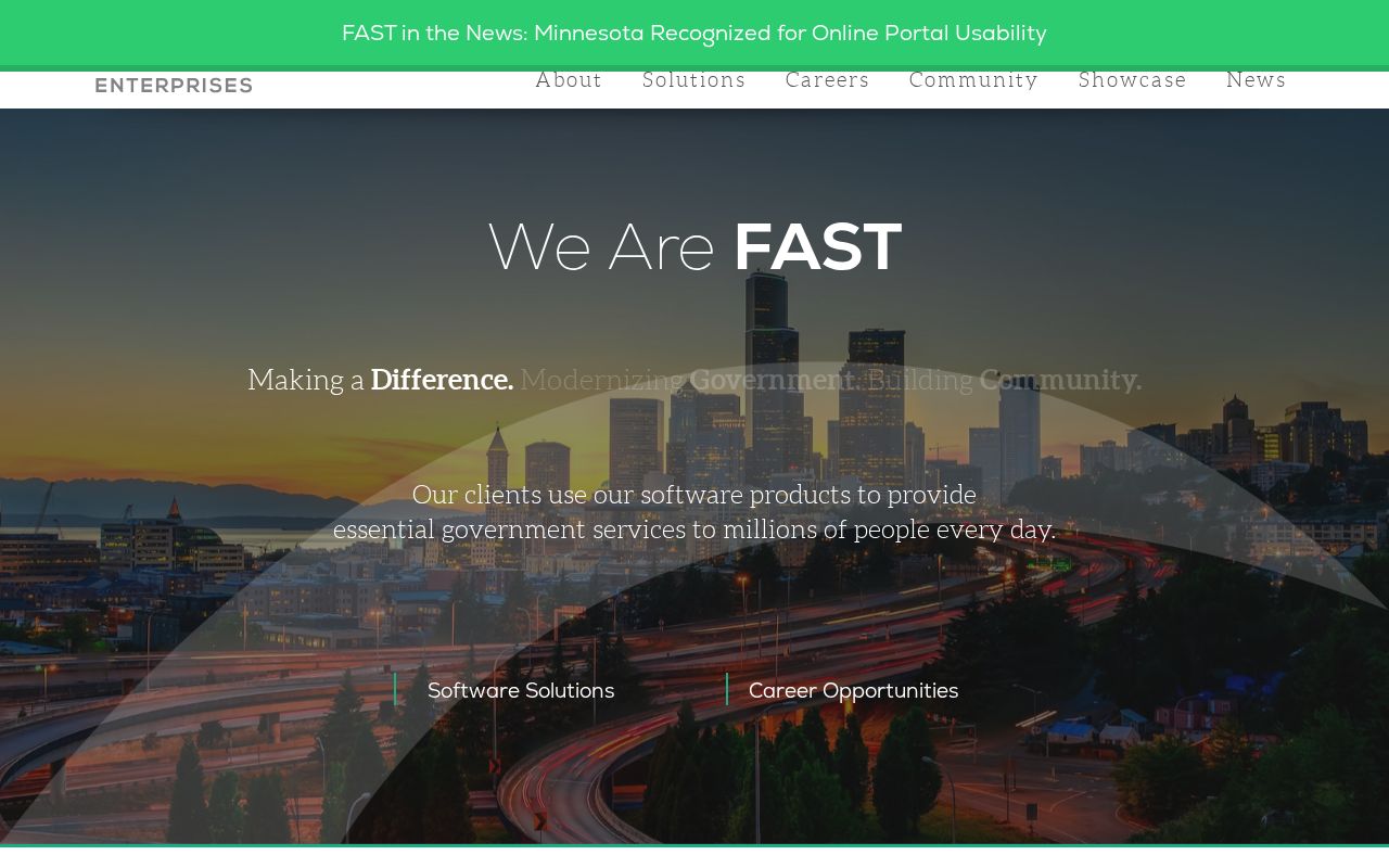 The fastenterprises.com homepage, first screen