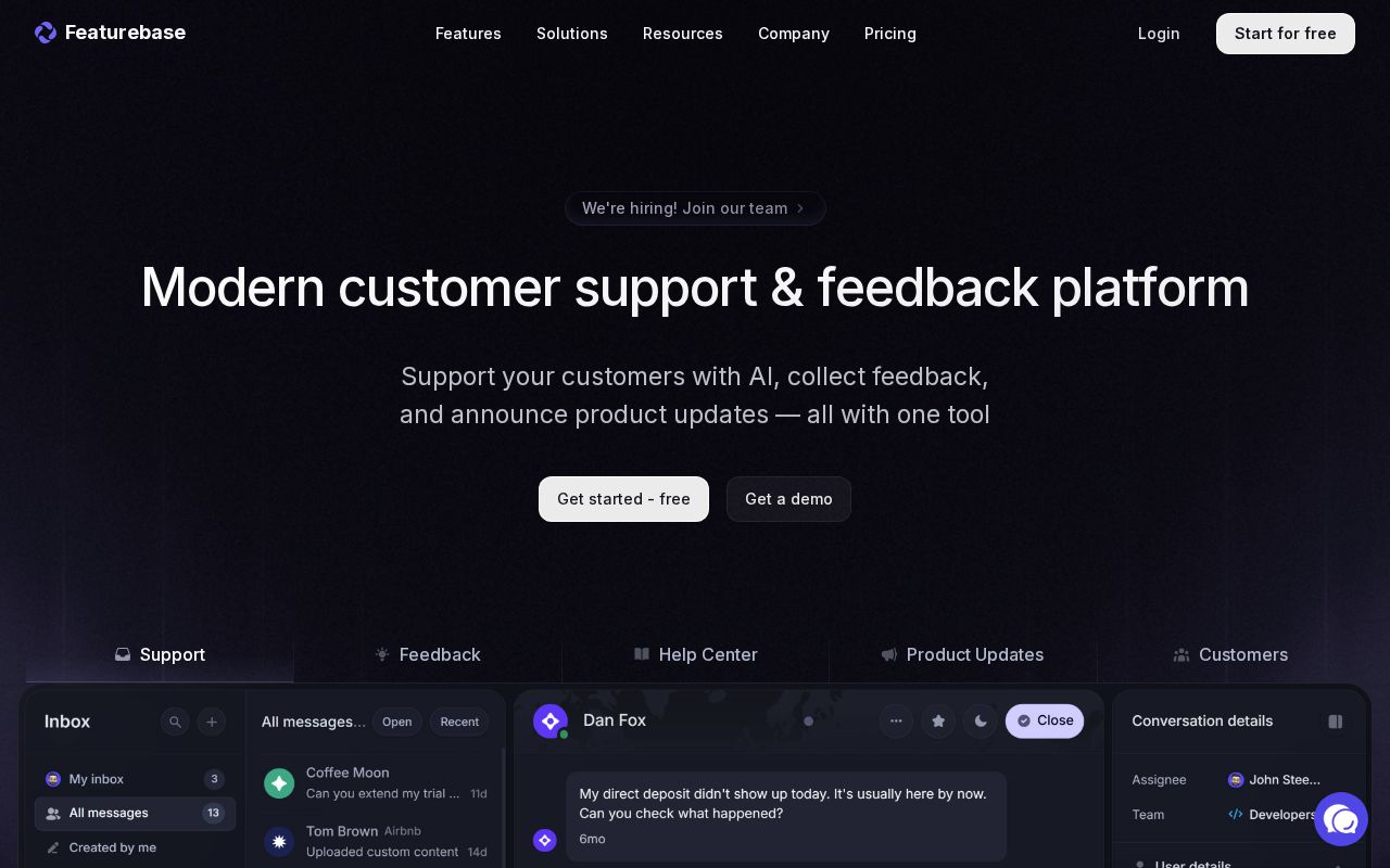 Screenshot of featurebase.app