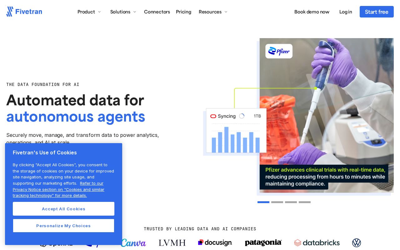 Screenshot of fivetran.com