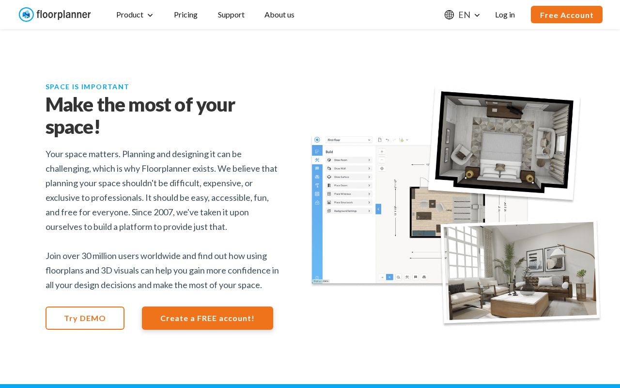 Screenshot of floorplanner.com