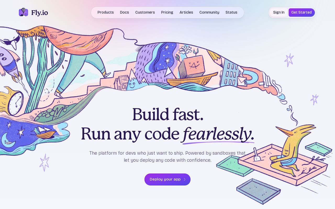 Screenshot of fly.io