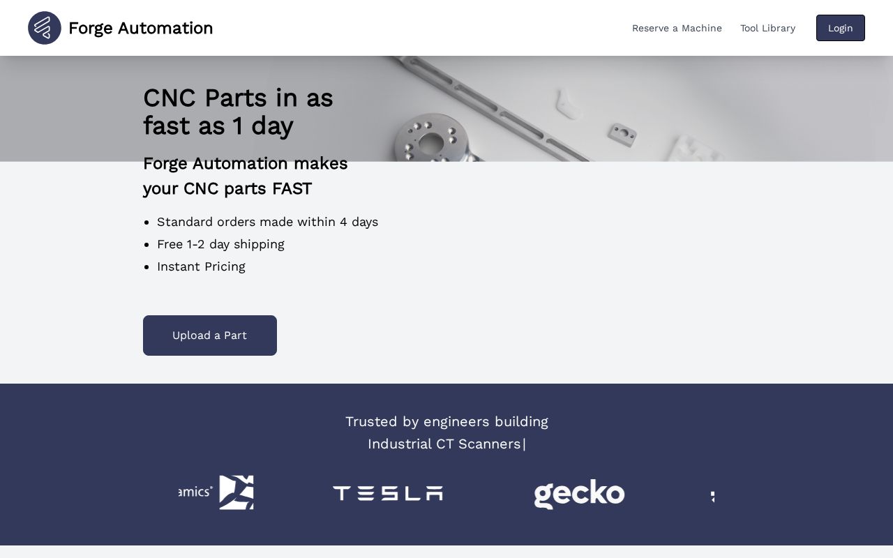 The forgejobshop.com homepage, first screen