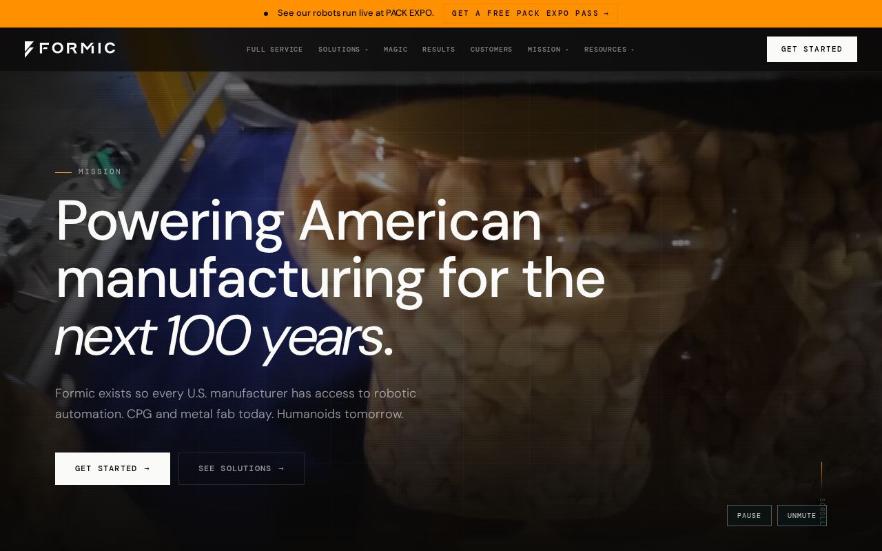 The formic.co homepage, first screen