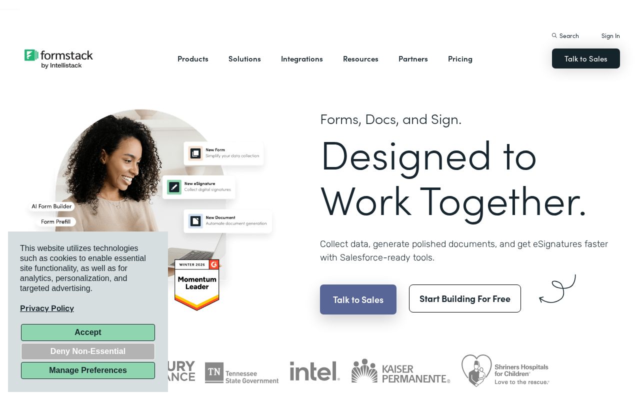 Screenshot of formstack.com