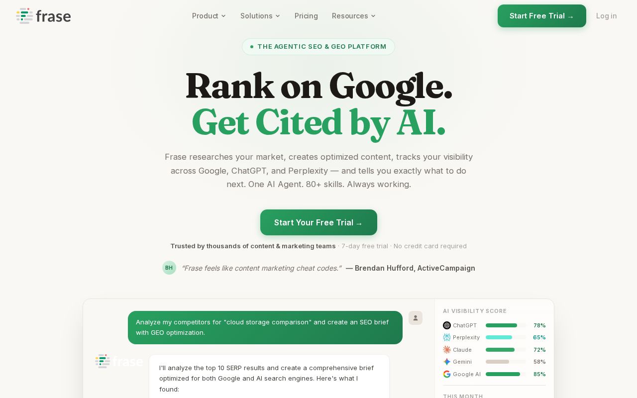 Screenshot of frase.io