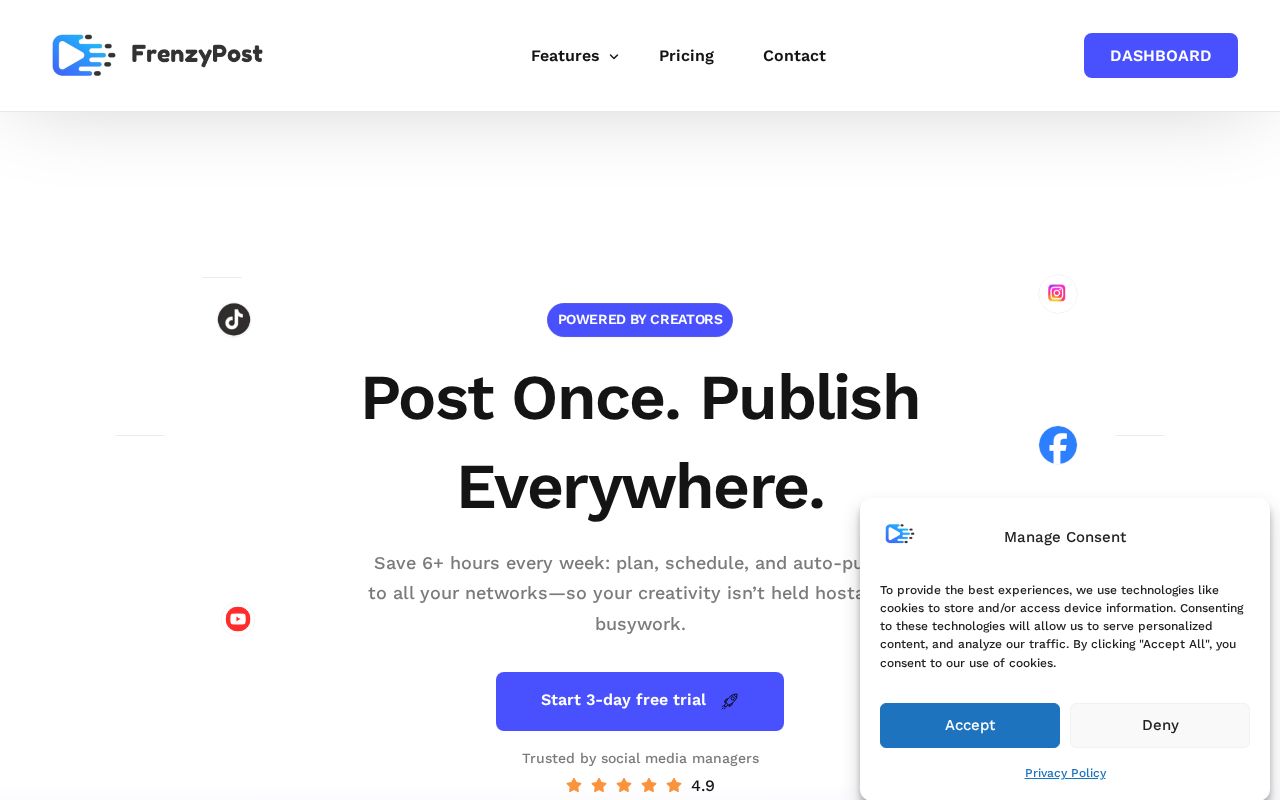 Screenshot of frenzypost.com